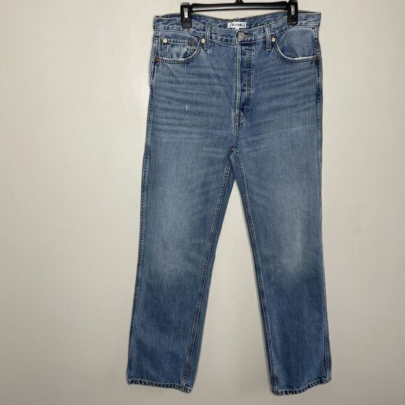 Re/Done Denim - RE/DONE Jeans Women 31 High Rise Loose Straight Leg Button Fly Blue Haze